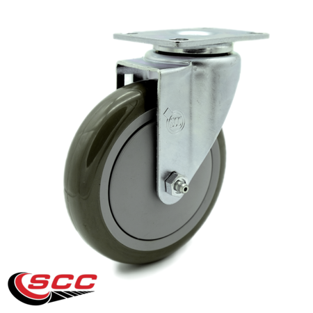 Service Caster 5 Inch Gray Polyurethane Wheel Swivel Top Plate Caster SCC-20S514-PPUB-TP2
